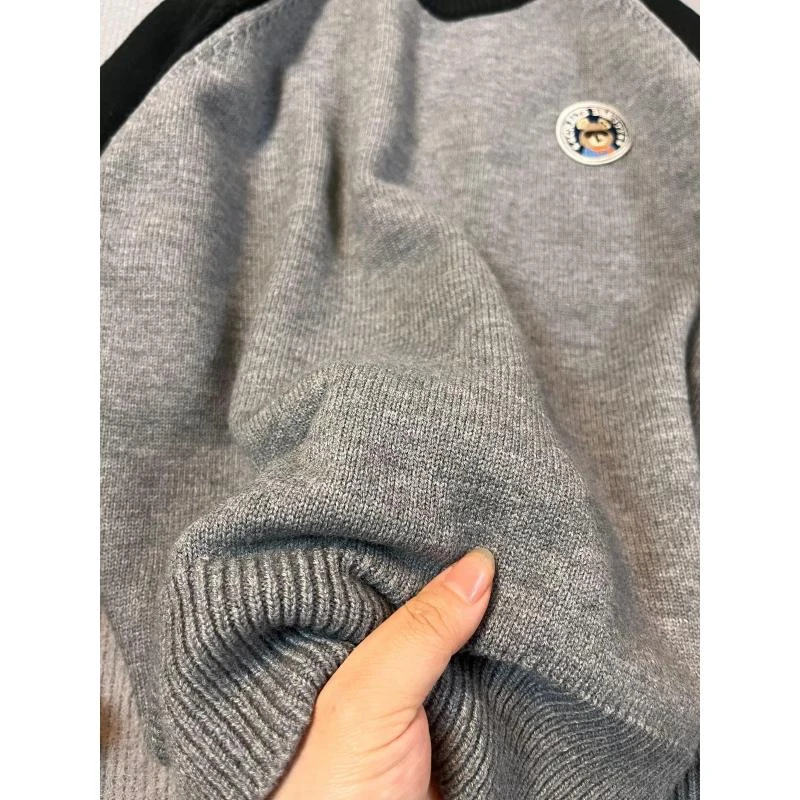 慵懒宽松韩系别致款内搭打底针织衫上衣撞色软糯套头毛衣女秋冬