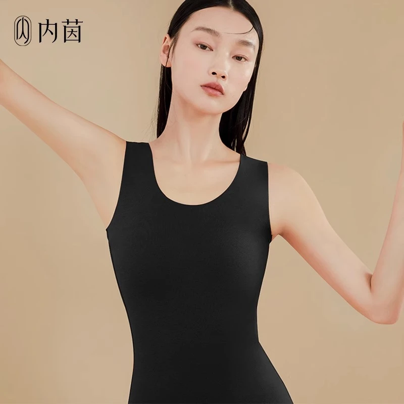 内茵女士秋冬德绒防寒保暖背心无痕打底上衣冬季加绒