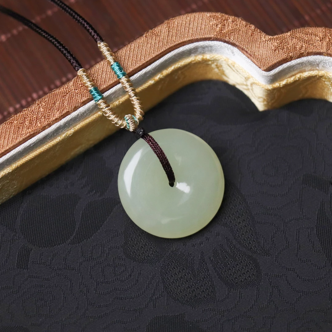 【熊总夫妇】26*6mm左右-和田玉晴水平安扣吊坠-1228-610