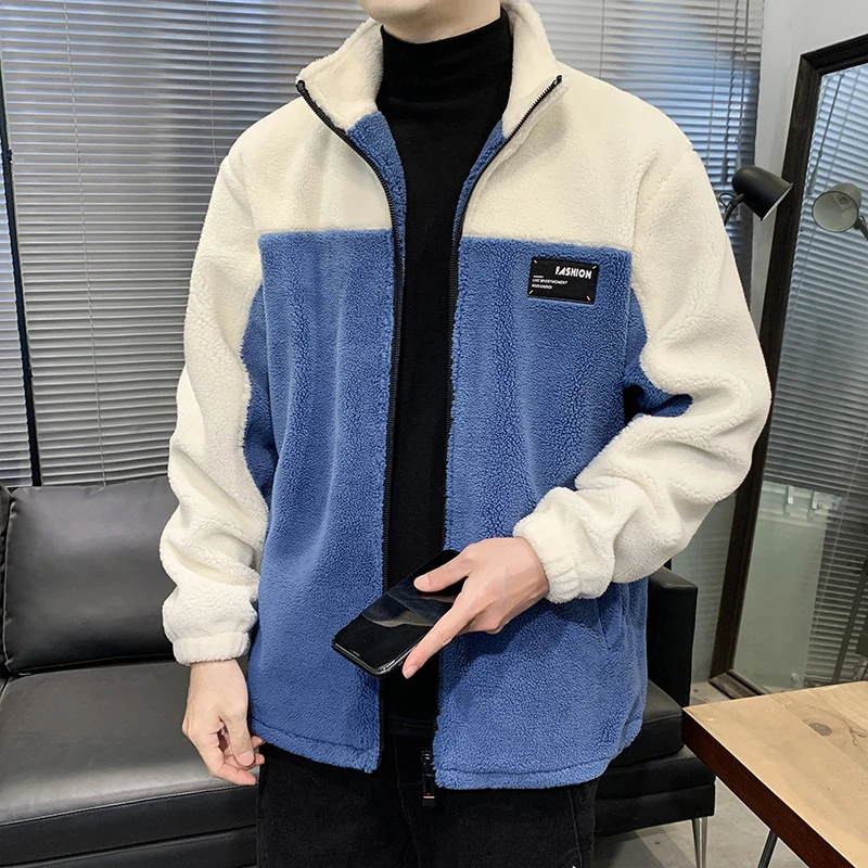 青年摇粒绒棉衣外套男士潮流2023冬装加厚加绒休闲棉服宽松韩版