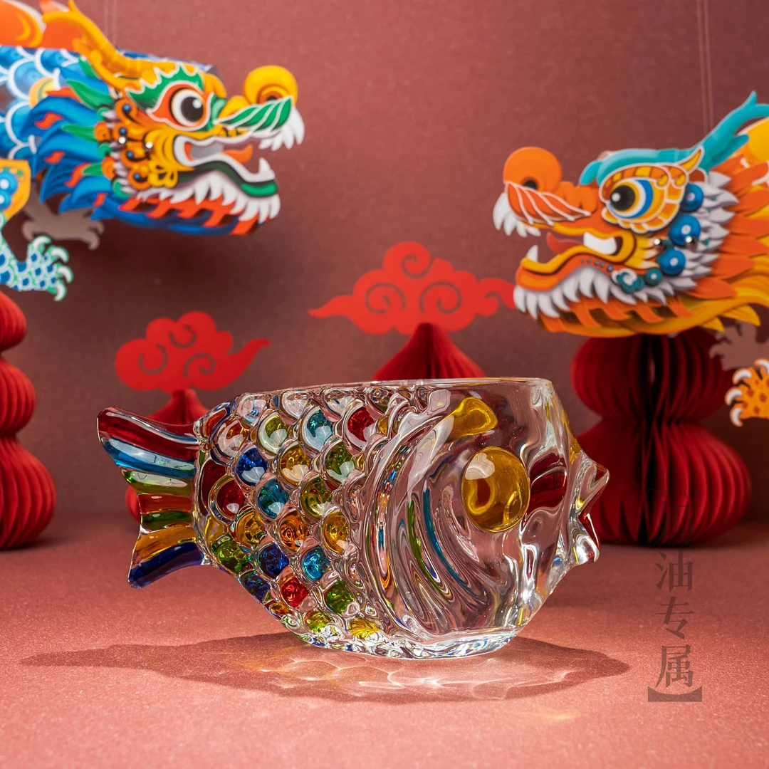 鱼形器皿盛瑞堂创意水培绿萝花器桌面摆件客厅养育彩绘纯手工