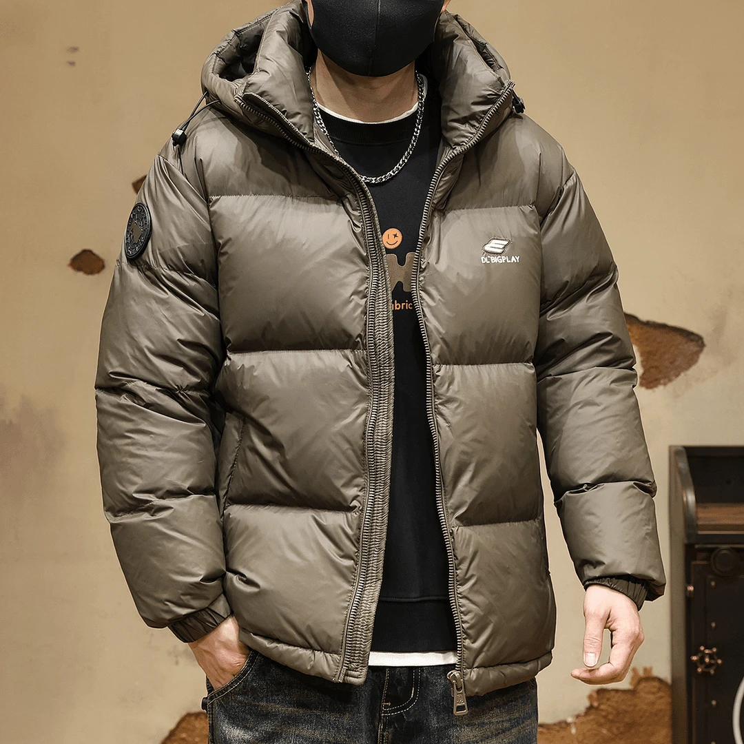 高充绒90鸭绒连帽羽绒服男冬季新款加厚保暖面包服大码宽松外套潮