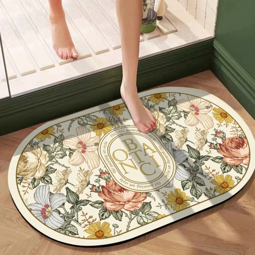 硅藻泥吸水垫软垫浴室门口地垫卫生间入户门防滑脚垫卫浴门垫地垫