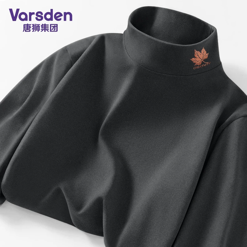 唐狮旗下Varsden打底衫男生秋冬款双面加绒半高领内搭男士男款T恤
