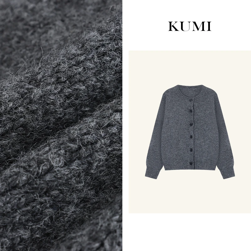 【二姐严选】复古针织衫女秋冬宽松开衫外套显瘦纯色休闲外搭上衣