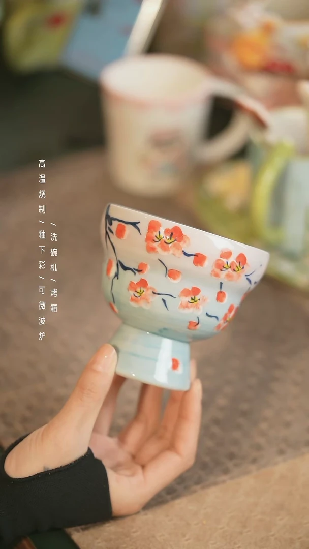 【闪购商品】碗如花手绘陶瓷餐具@@RHA332