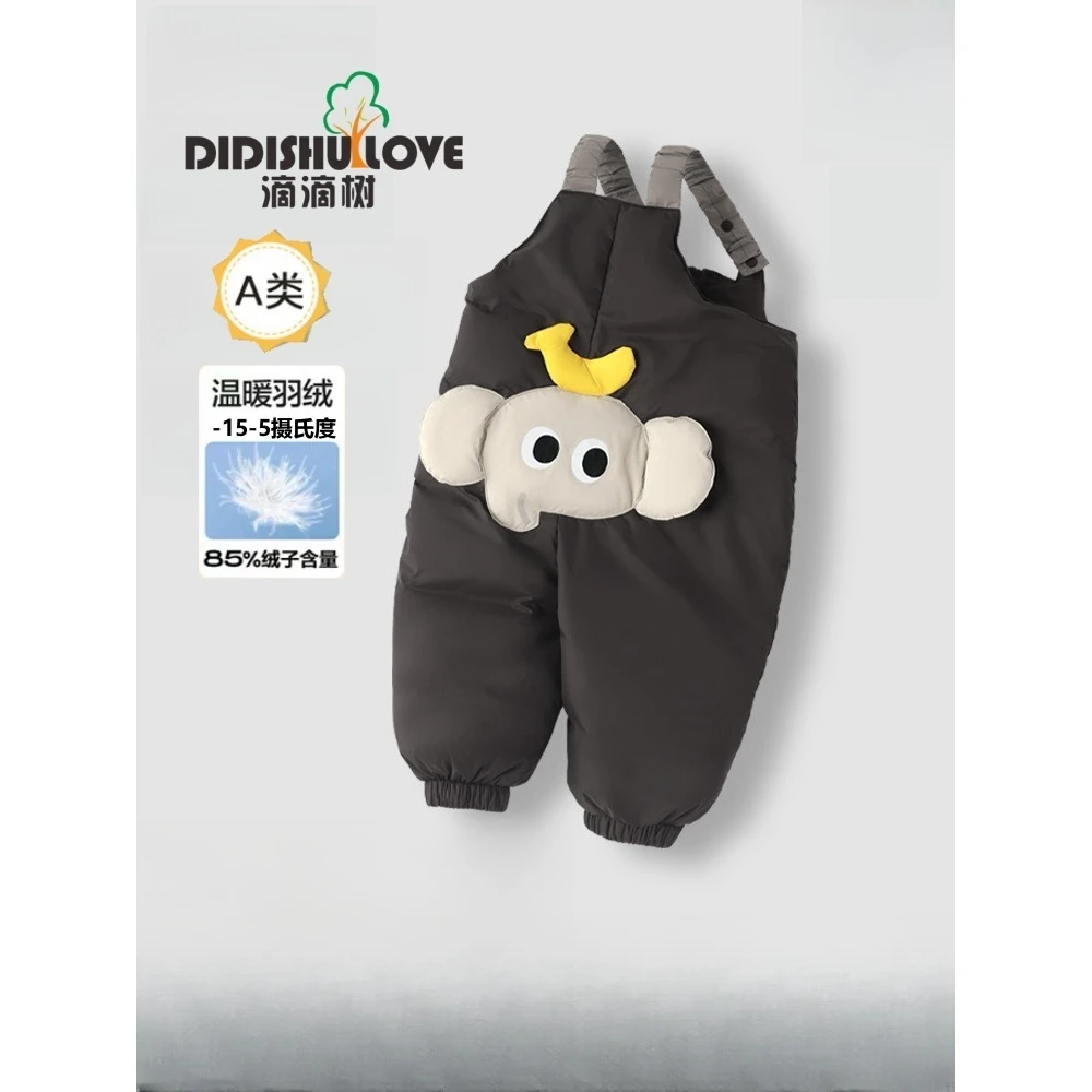 象香蕉宝宝羽绒裤冬季羽绒背带裤保暖白鸭绒束脚加厚婴儿裤子