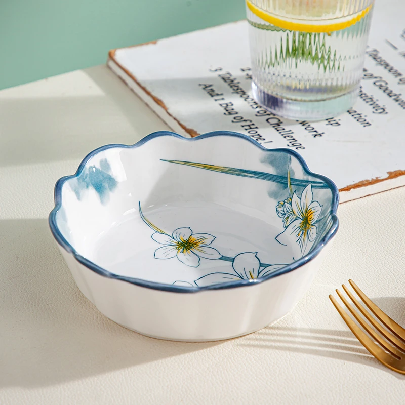 空气炸锅专用碗烤碗新款水仙花家用陶瓷烘焙水果碗沙拉碗