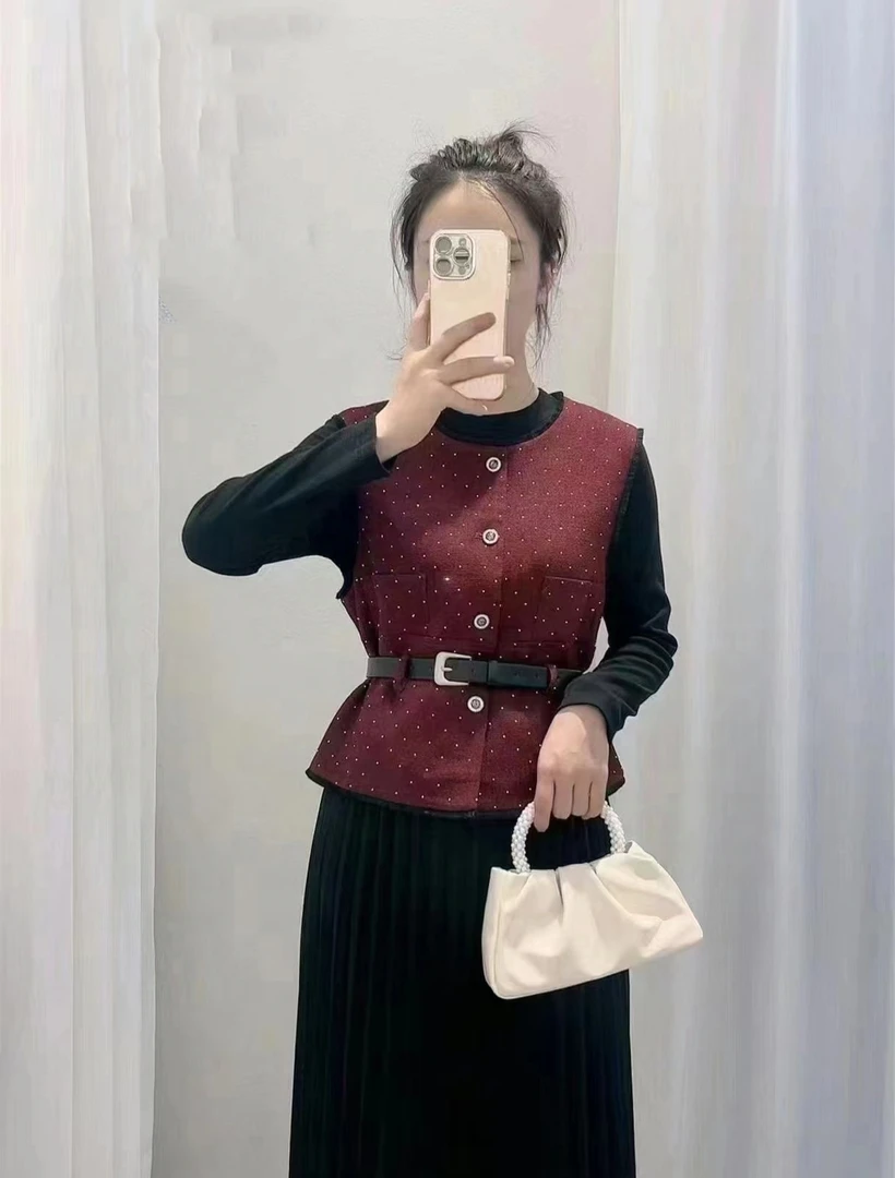 2024新款秋冬气质休闲女装ins套装拼接时尚百搭连衣裙两件套