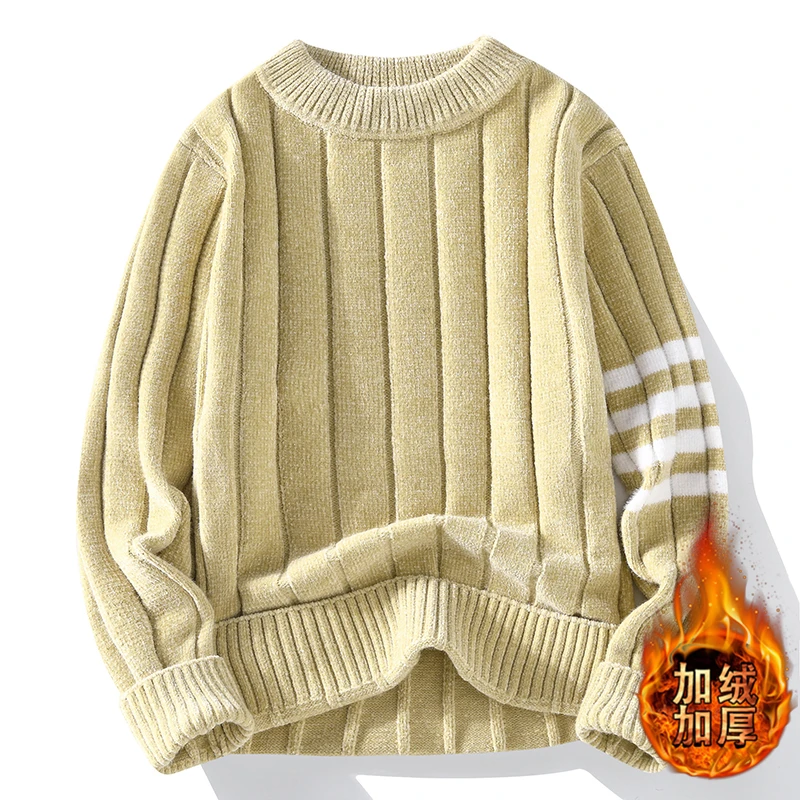 毛衣男冬季新款男士线衣加绒加厚宽松青少年休闲秋冬针织打底衫潮