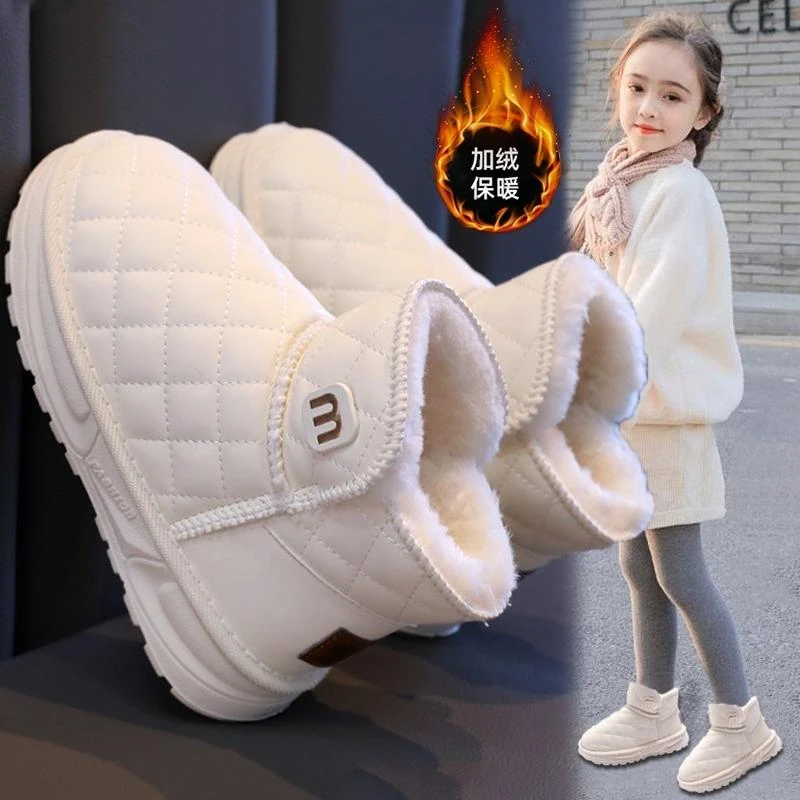 品牌雪地靴女款儿童冬季新款加绒加厚女童棉靴皮毛一体保暖中大童