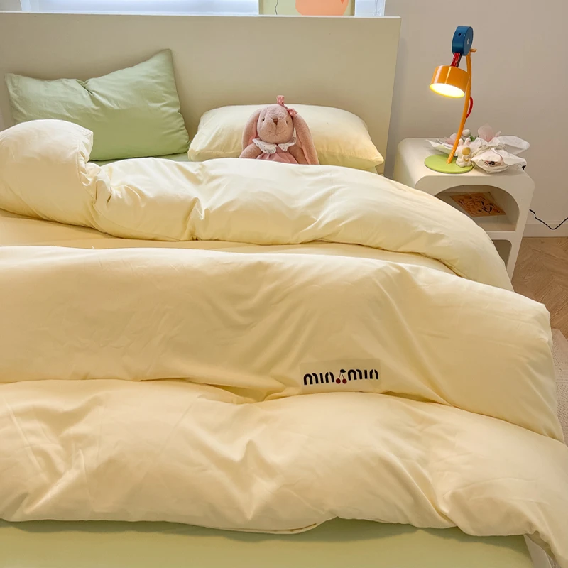 ins奶油风磨毛被套单件非全棉纯棉简约纯色被罩学生宿舍单人被单