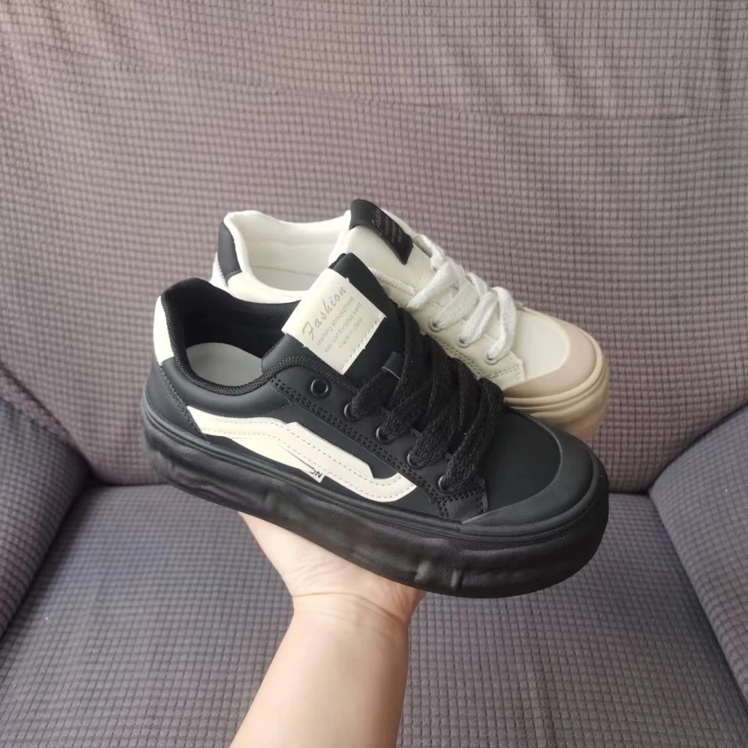 8087断码女鞋时尚百搭厚底低帮女休闲鞋ins韩版系带女板鞋小白鞋