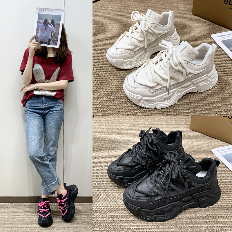 2239断码女鞋秋冬新款加绒女韩版老爹鞋女ins厚底踩屎感女运动鞋