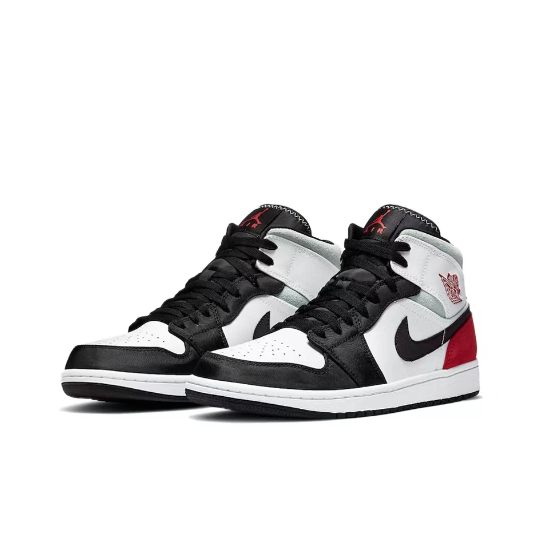 耐克Air Jordan 1 Mid AJ1黑白红拼接 小Union 篮球鞋852542-100