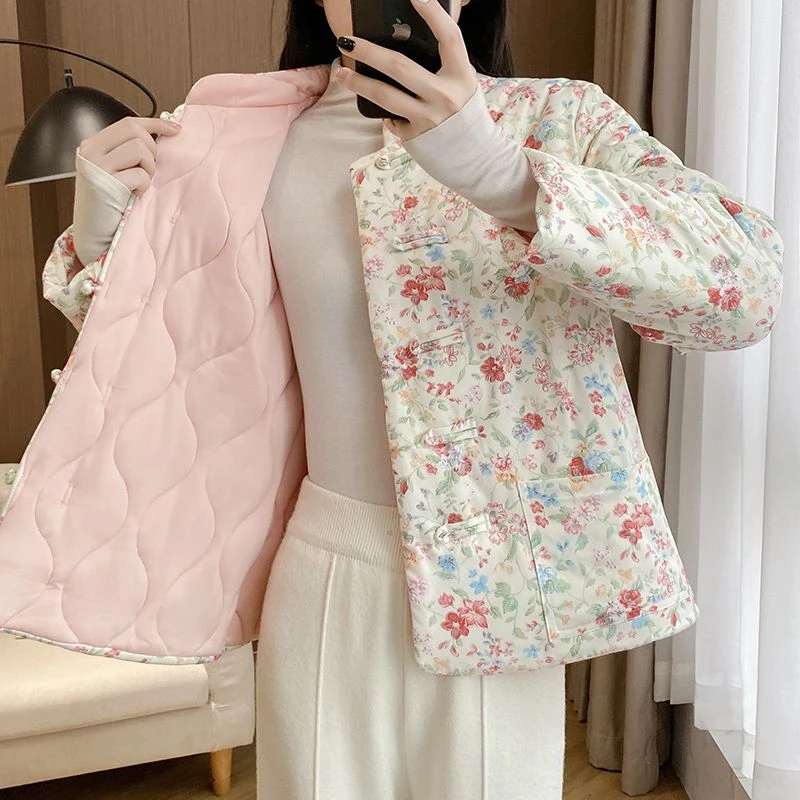 新款2024时尚百搭棉衣外套女秋冬季居家棉服单件上衣可穿外套