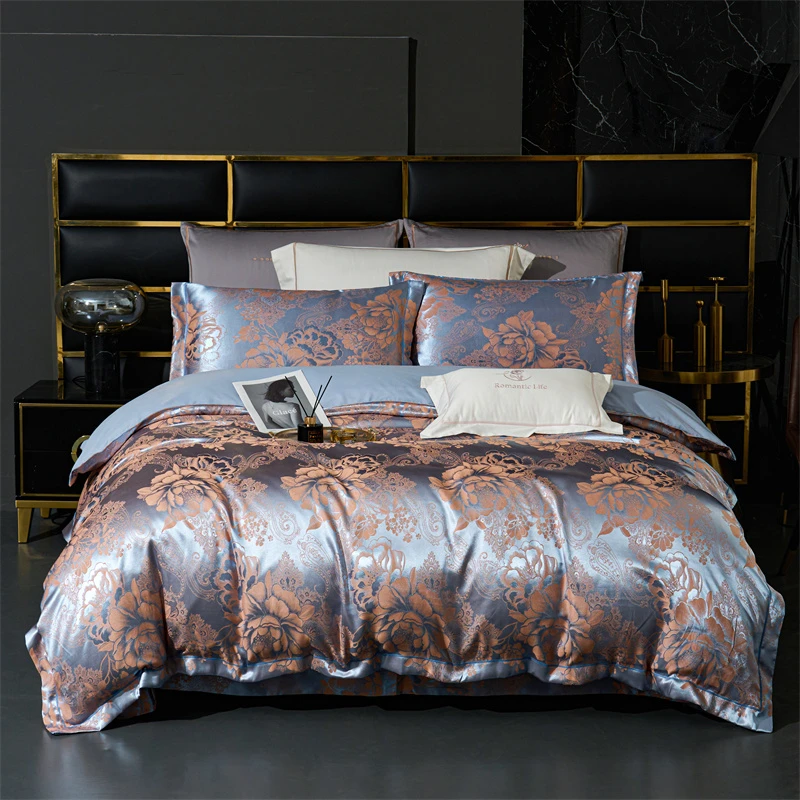 蓝色妖姬-轻奢磨毛提花床上四件套