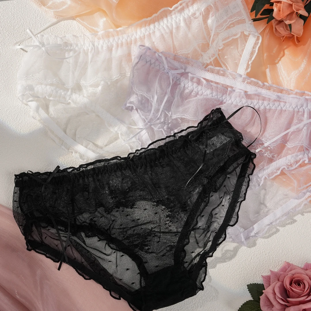 桃之夭夭【90-210斤】女士内裤大码性感蕾丝透气短裤 3条装 5614