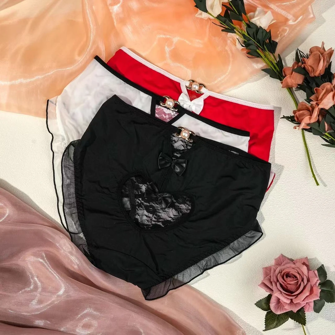 甜心辣妹【90-210斤】女士内裤大码性感蕾丝透气短裤 3条装 A39