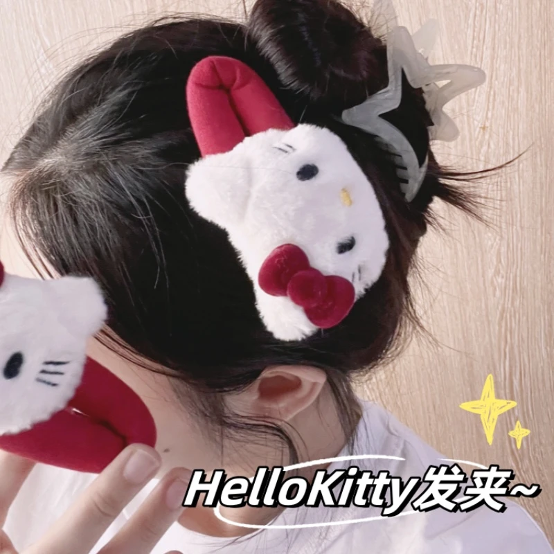 可爱毛绒KT猫发夹甜美酒红少女心BB夹卡通百搭ins刘海夹网红发卡2