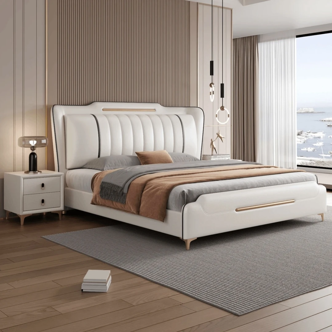 1-908#皮艺轻奢家用简约简约北欧极简免洗意式大床主卧室主卧婚床