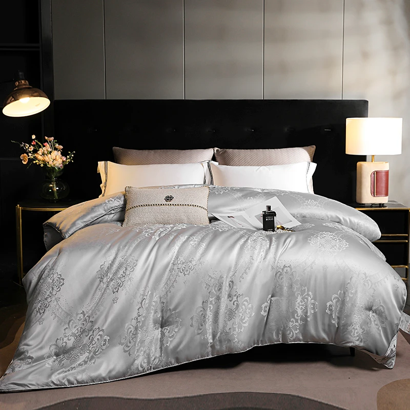 贡缎天丝提花蚕丝被二合一子母被夏被春秋被加厚保暖冬被四季被子