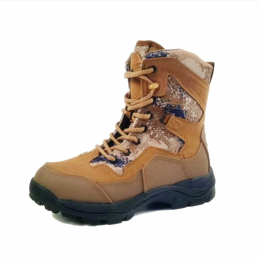 （福中户外）2024冬季棕色羊毛防寒靴高帮加绒保暖耐磨户外防滑棉鞋