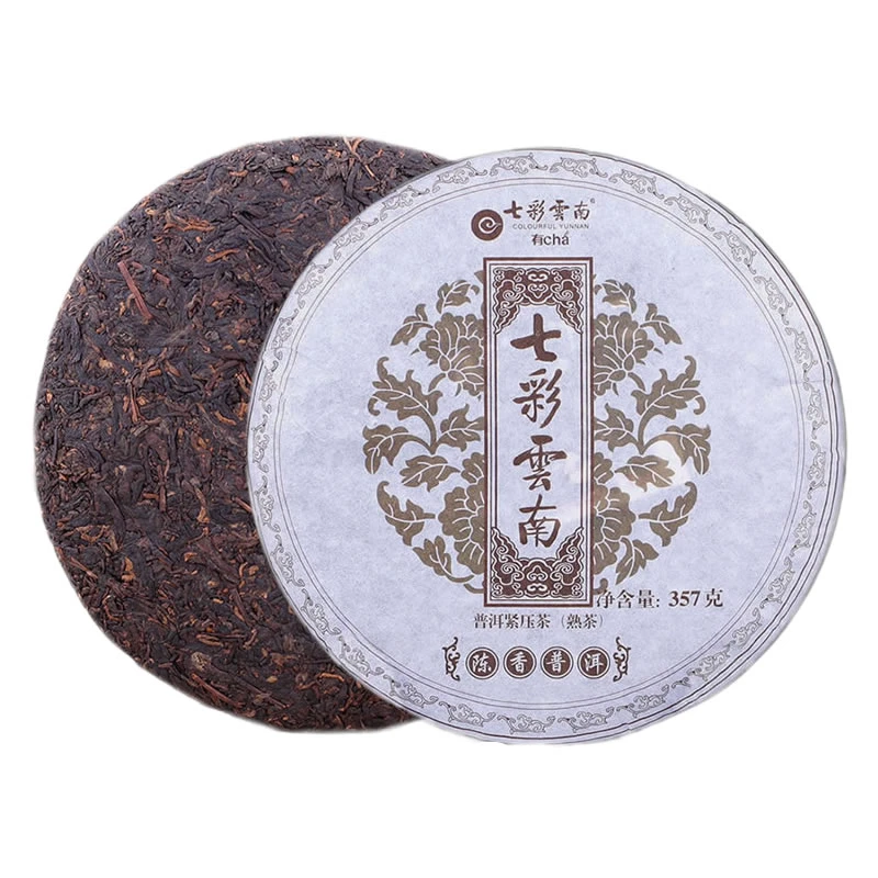 七彩云南庆沣祥 陈香普洱357克 珍藏普洱茶熟茶 勐海七子饼茶