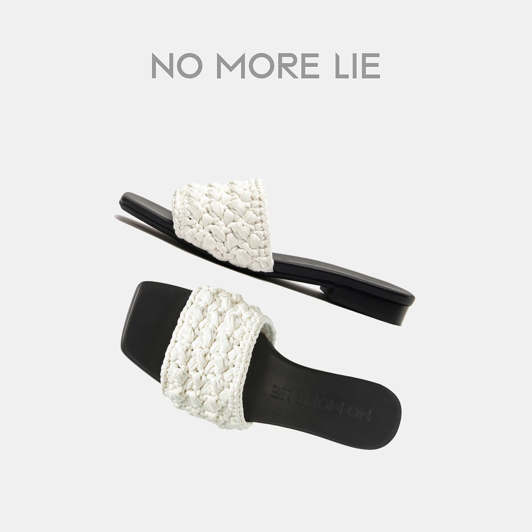NO MORE LIE/直述夏季艺术编织拖鞋防滑小众设计
