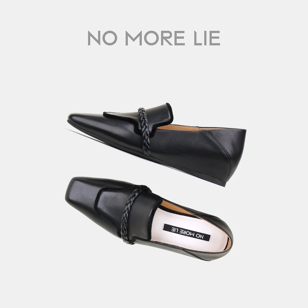 NO MORE LIE/直述乐福鞋柔软踩跟包跟内增高小众设计