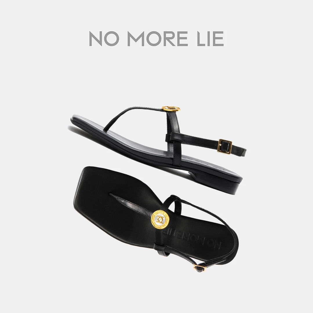 NO MORE LIE/直述 2024新品金币夹趾凉鞋T字小众设计师品牌