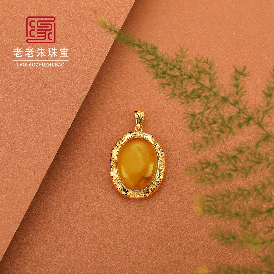 CB-HN071老蜜蜡吊坠蛋面款气质镶嵌精美时尚流行简约精致精美气质