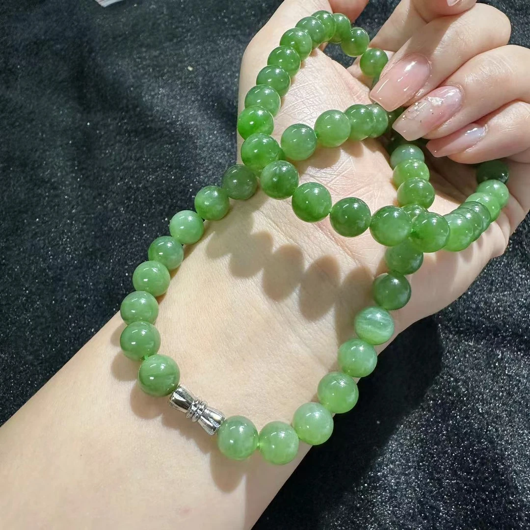 老老朱珠宝LS03137-和田玉妈妈链气质时尚绿色百搭精美单珠约8mm