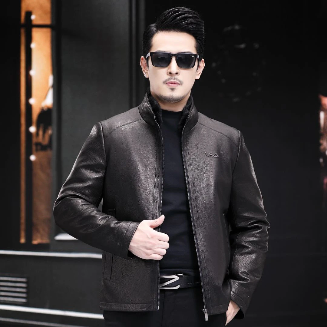 23169 MYM山羊皮立领水貂内胆海宁真皮皮衣男短款整貂男士外套