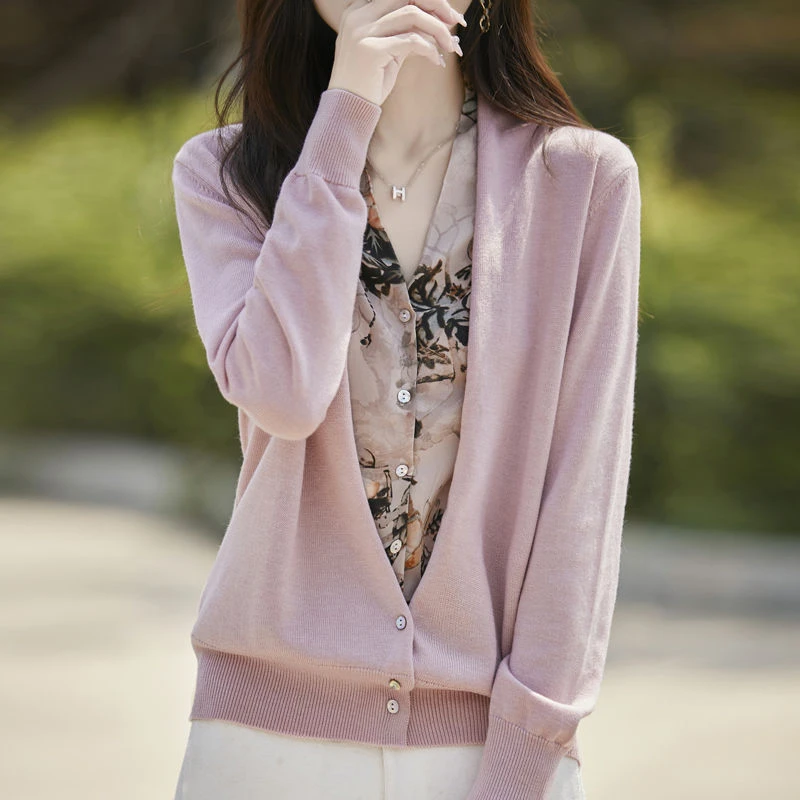 秋季新款拼接长袖上衣时尚水墨画针织开衫宽松两件毛衣外套爆款