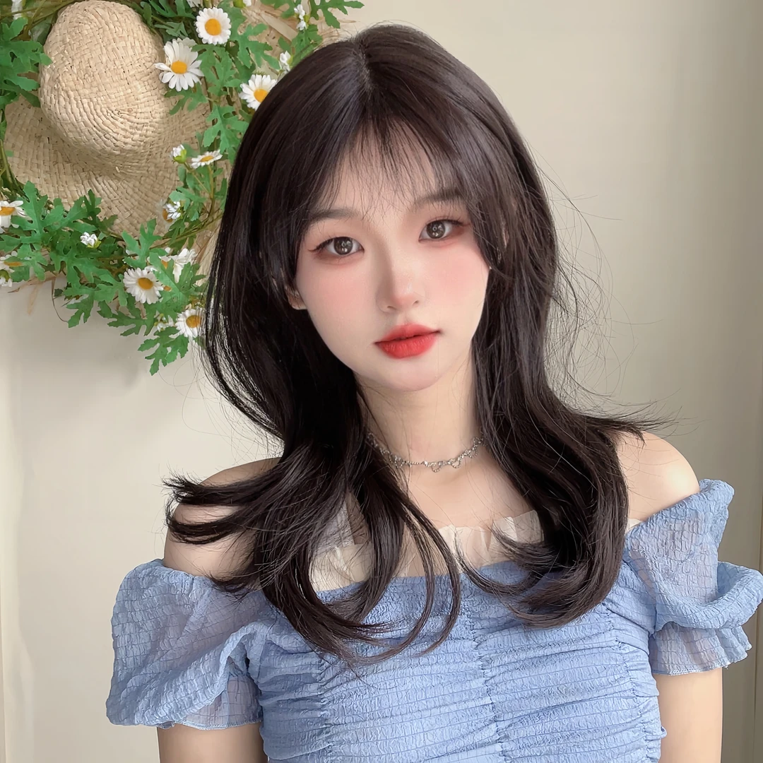 蕾丝假发女短发全头套式蓬松自然网红空气刘海手织微卷整顶假发套