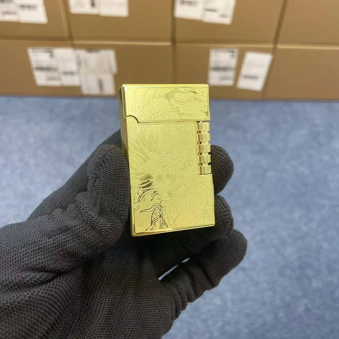 【DK875祥龙双色金龙】祥龙金属朗声侧滑砂轮明火打火机