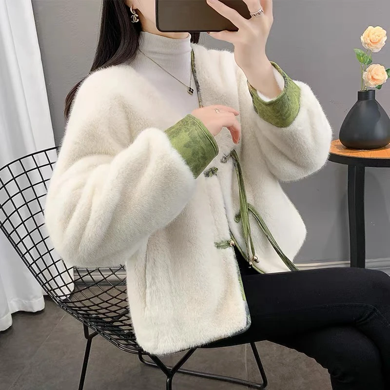 2024新款进口貂绒国风时尚外套秋冬重工上衣女外套短款