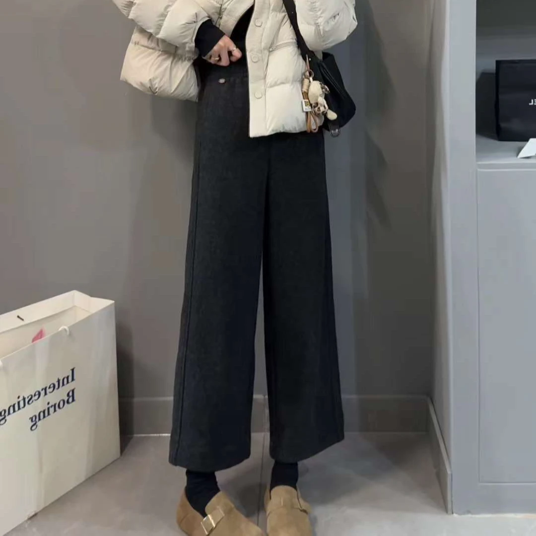 TY7 【奶奶裤】定制款加绒加厚显瘦简约直筒奶奶裤(裤长89起)