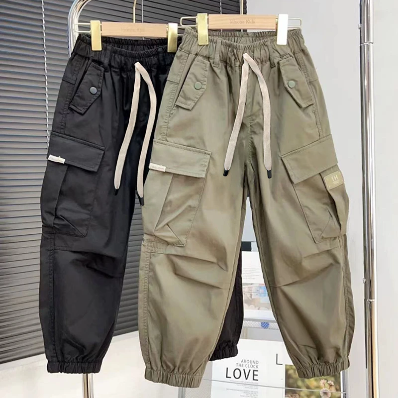 男童工装裤春秋款2024新款痞帅气儿童秋季裤子潮时髦中大男孩秋装