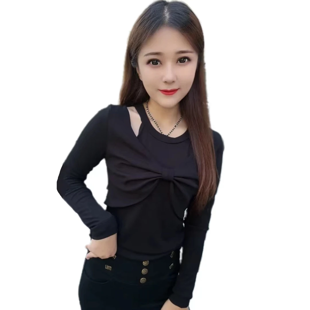 6359新款显瘦2024洋气领小衫爆款纯色修身长袖上衣气质时尚小衫