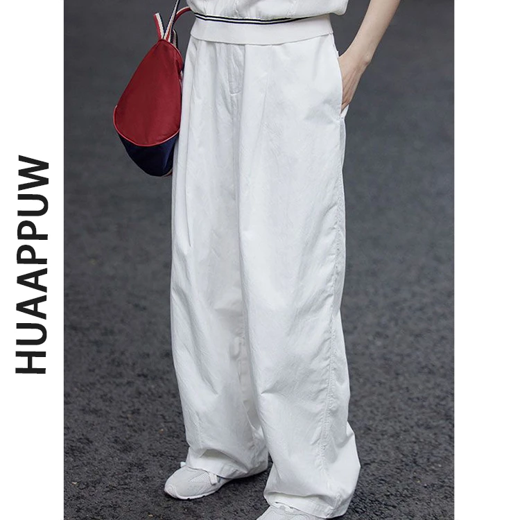 画朴简约通勤宽松垂坠休闲裤女2025秋季新款高腰慵懒显瘦阔腿长裤