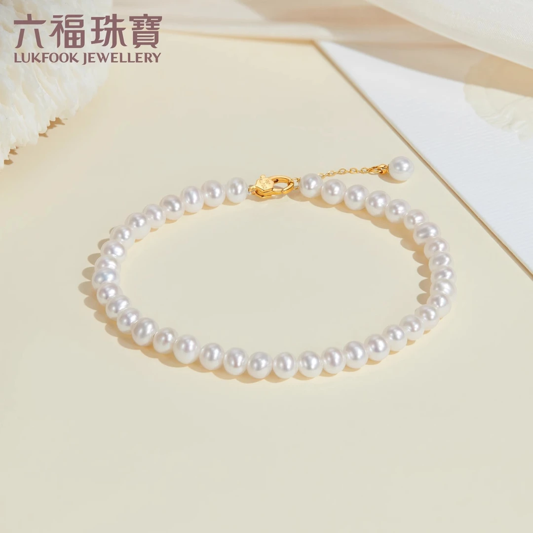 六福珠宝mipearl系列18K金淡水珍珠手链时尚珍珠定价F87KBTB002Y