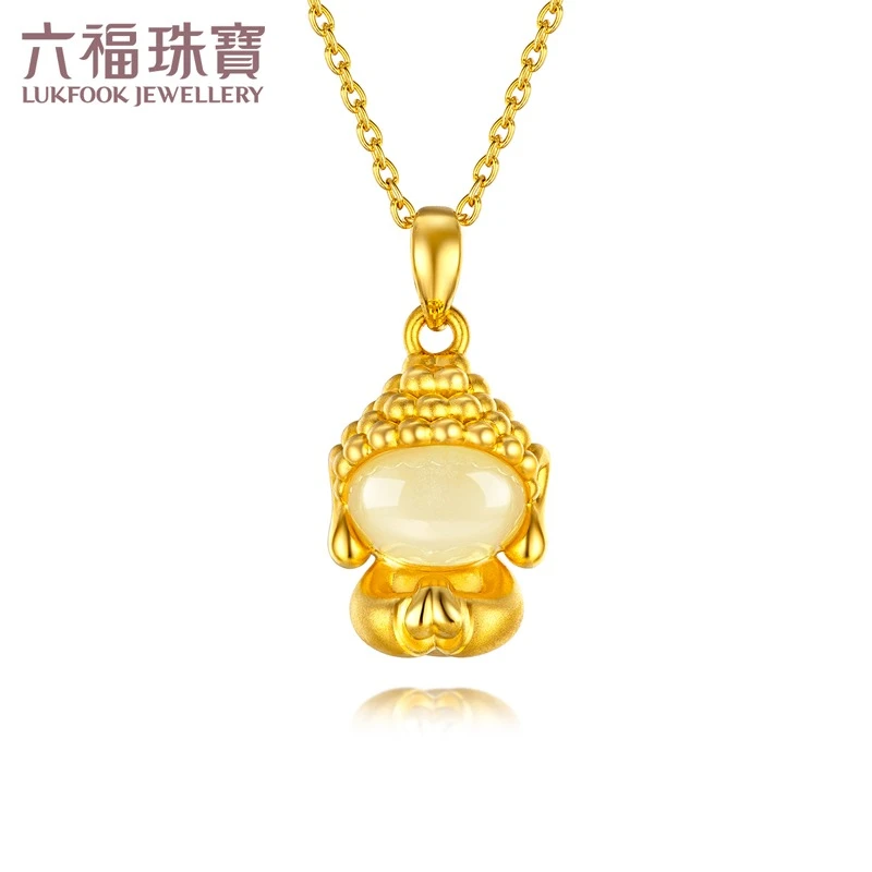 六福珠宝佛造型和 田玉足金吊坠黄金坠子送妈妈定价L28TBA1P0003