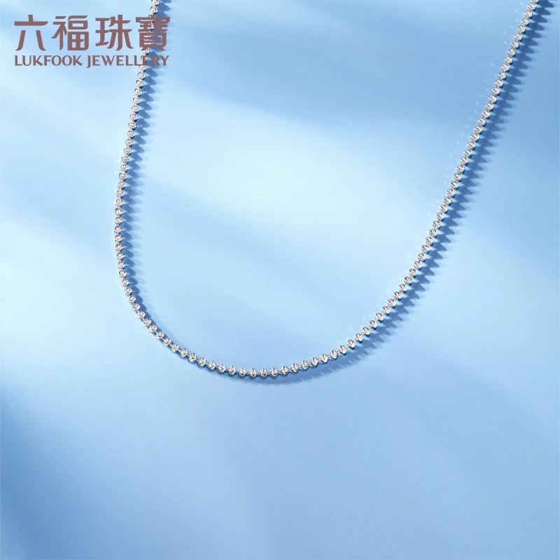 六福珠宝闪耀铂金项链铂950女锁骨圆珠链白金素链计价L18P0002DS