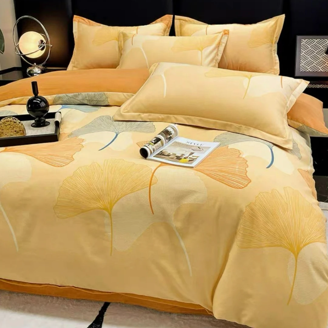 【3精工印花大床单】加厚棉印花双人通用床单（正负5厘米）-银杏叶