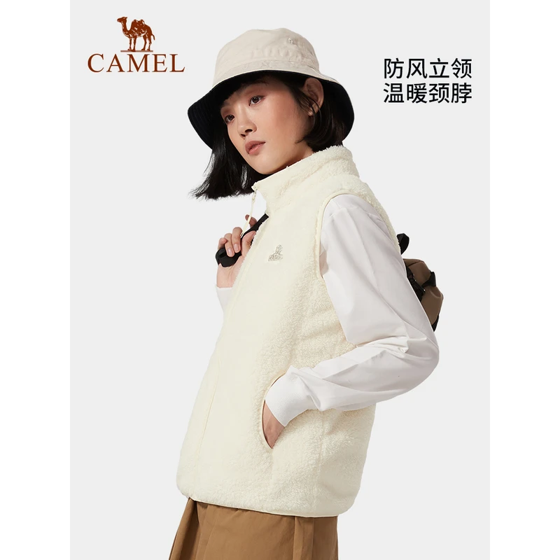 骆驼户外抓绒衣女2024秋季新款马甲外套AD12263668/AA12263649