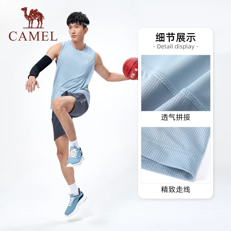 骆驼运动背心男士2024夏季舒适t恤篮球训练速干上衣J13BA93021