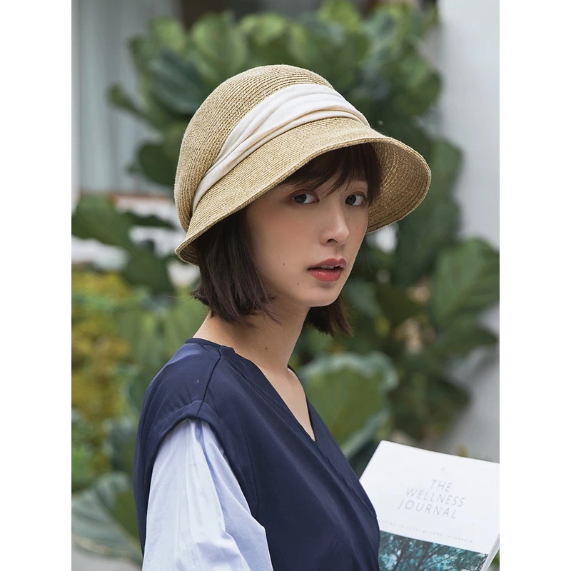 MauroPoli/玛芮百利草帽女夏季遮脸防晒帽潮遮阳帽日系女士时尚渔