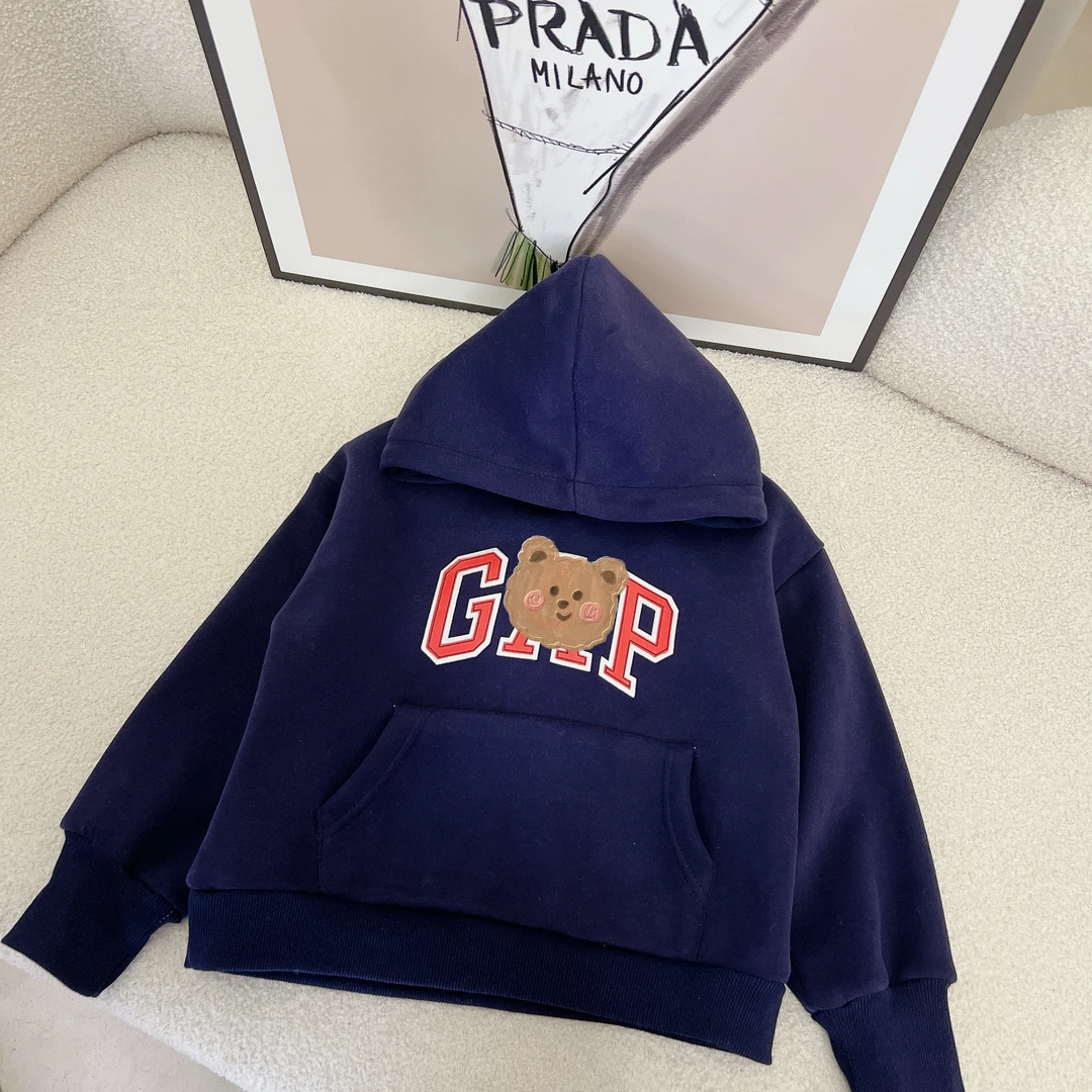 （连帽加绒款）儿童字母韩版卡通时尚洋气百搭印花卫衣